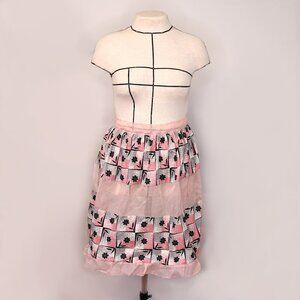 Sheer Pink Daisy Print 1950s Half Apron